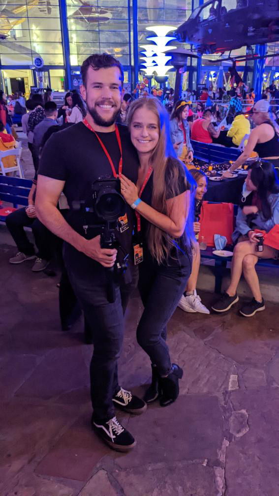 Erick and Sammie on set at a Yelp event